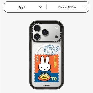 Casetify Clear iPhone Case with Miffy Orange and Blue Stamp Artwork
